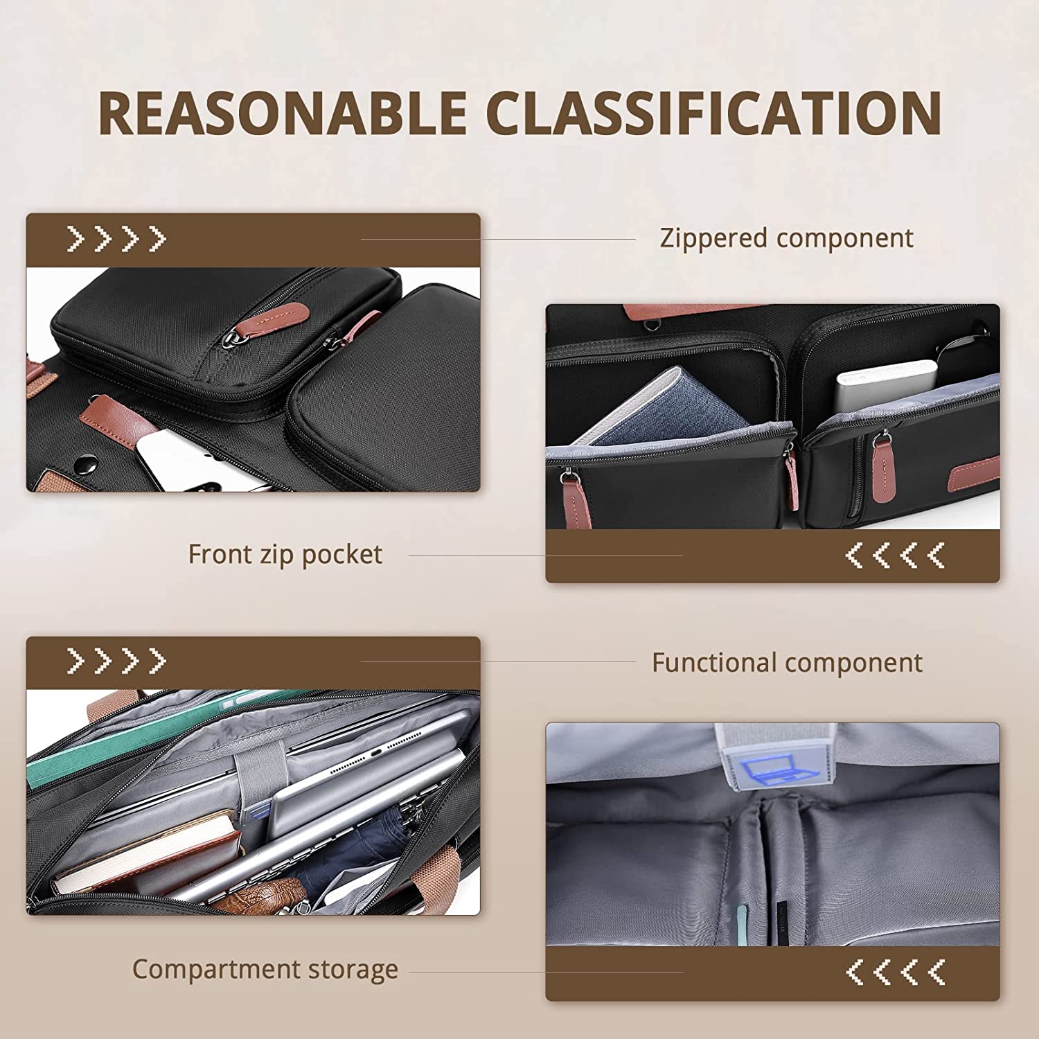 MOLNIA 3 in 1 Laptop Backpack, 17.3 inch Computer Bags for Men, Laptop Backpack for Men, for Travel Bussiness School Men Women, Black - Image 6